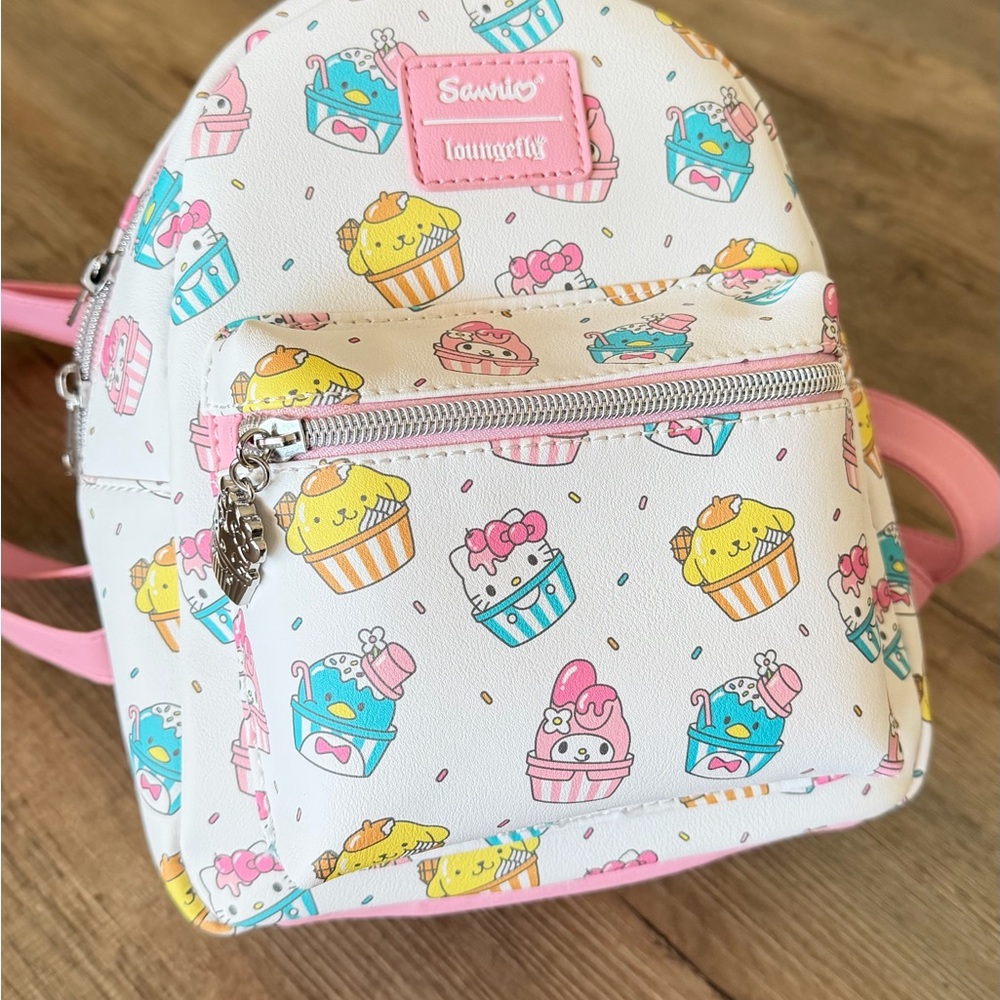 Sanrio Cupcake Print Loungefly Backpack - Pink and White